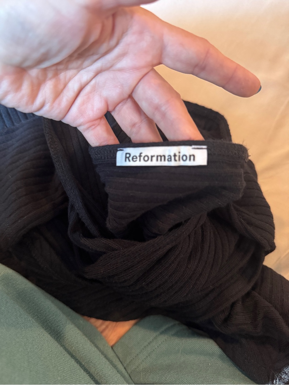 Reformation Black Ribbed Off-Shoulder Top - Picture 6 of 7